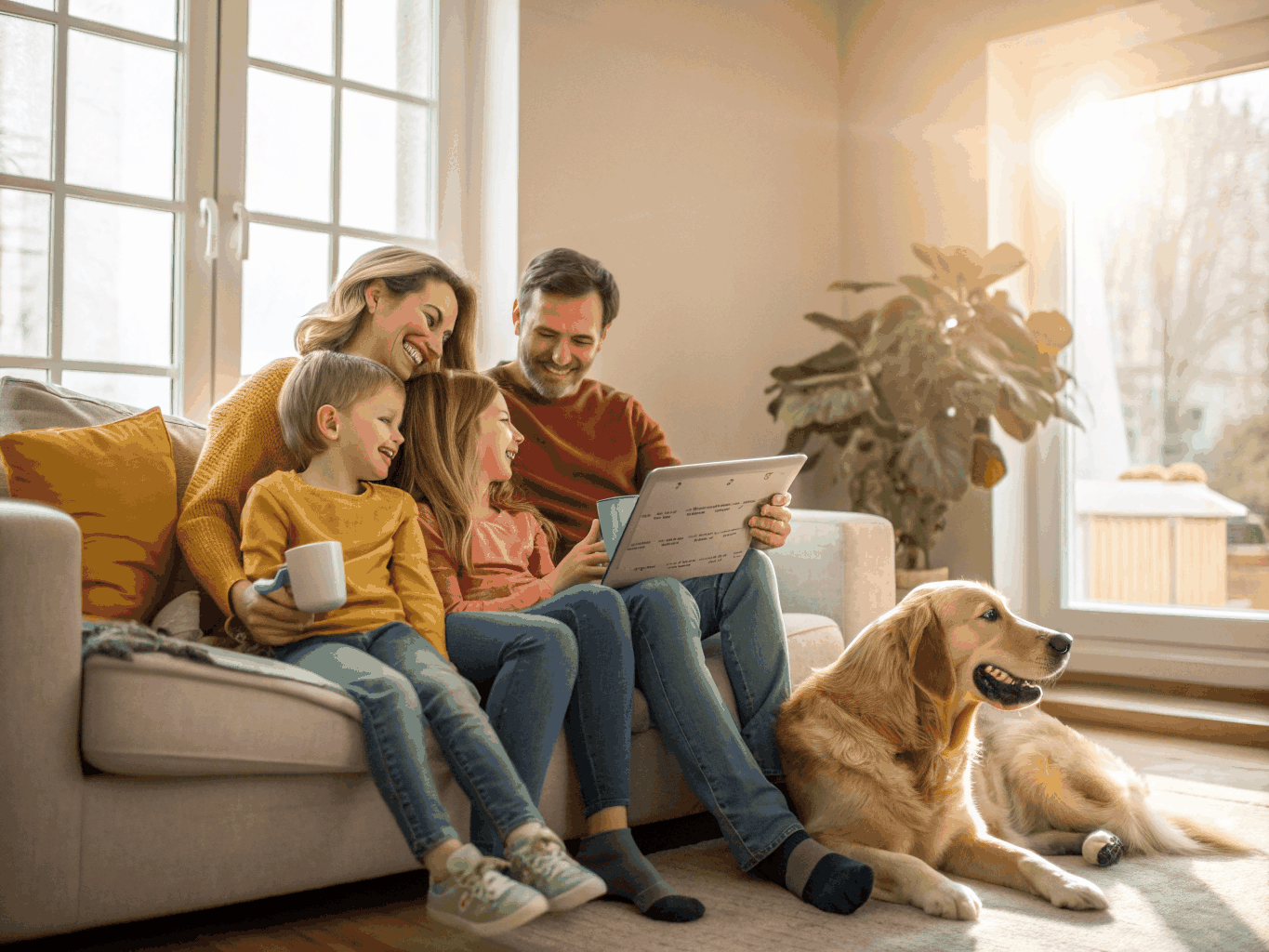 Smiling Freetown family with their clinic physician